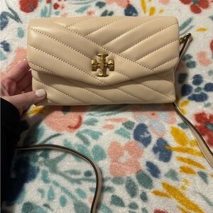 Tory Burch Beige Quilted Crossbody Bag